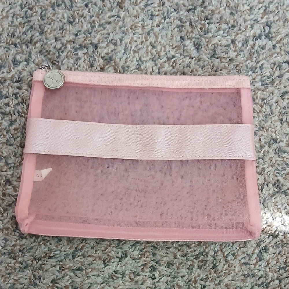 Pink Mesh Cosmetic Pouch